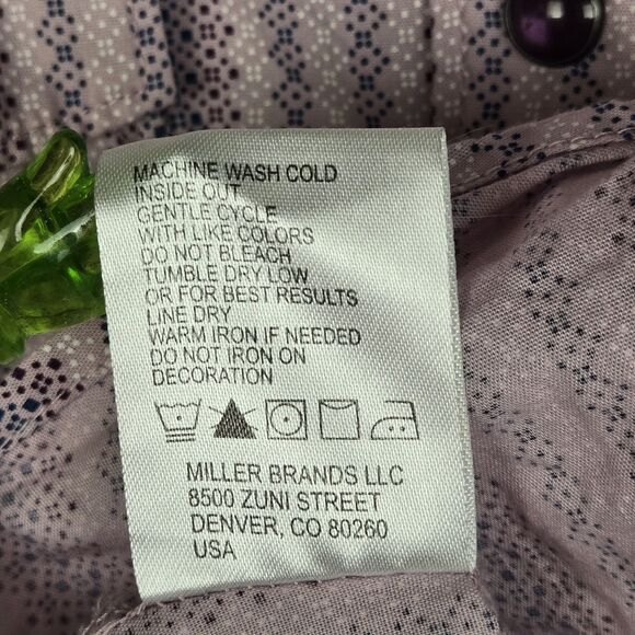 Cinch Pearl Snap Shirt Womens M Purple Geometric Long Sleeve Cowgirl Western - Picture 5 of 5